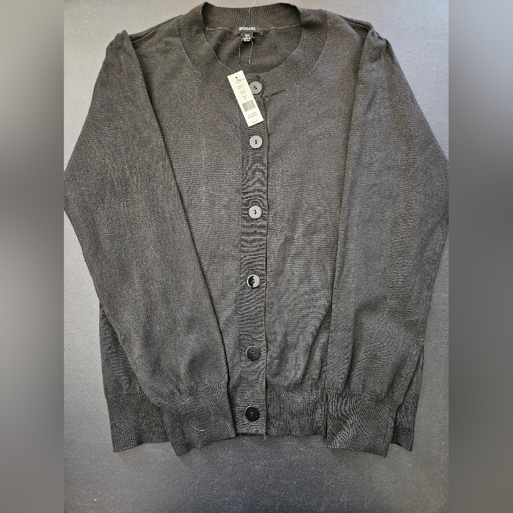 NWT - Bogari Silk Blend Black Cardigan - Size XL